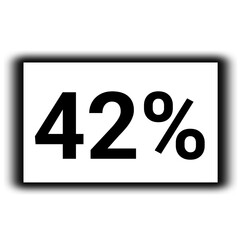 black color Discount and percent sign icon number 42%