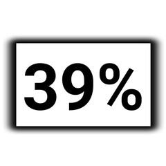 black color Discount and percent sign icon number 39%