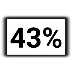 black color Discount and percent sign icon number 43%