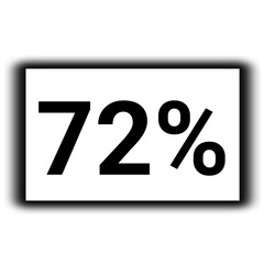 black color Discount and percent sign icon number 72%