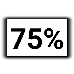 black color Discount and percent sign icon number 75%