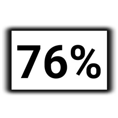 black color Discount and percent sign icon number 76%
