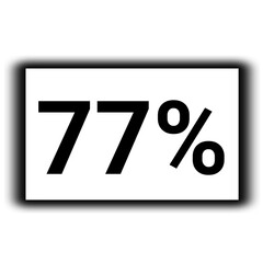black color Discount and percent sign icon number 77%