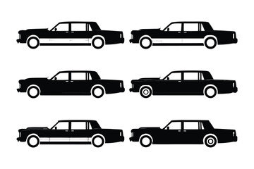 Classic Car Collection: A collection of classic luxury cars in black, offering a glimpse into automotive elegance, ready for projects and design.