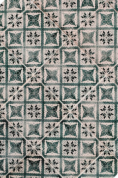 Portuguese tiles texture background, with blue arabesques, in oriental style.