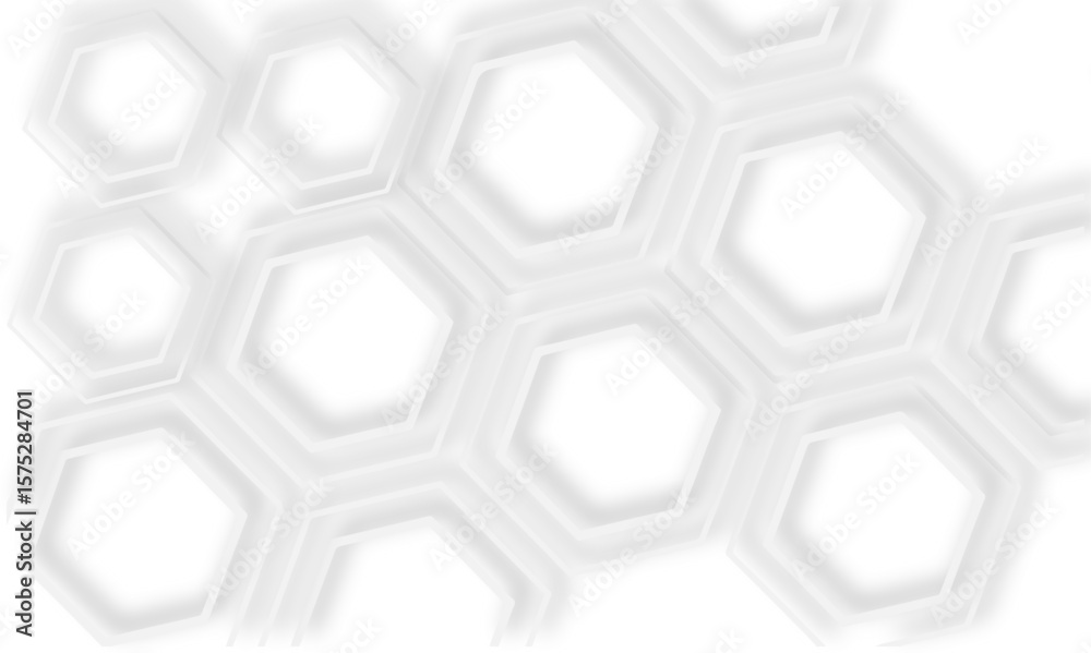 Aufkleber White background showcasing  layered hexagonal pattern  with soft shadows and clean lines design element.