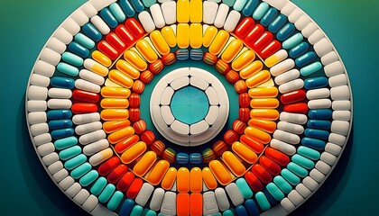Obraz premium capsules arranged in geometric pattern, pharmaceutical design__ 