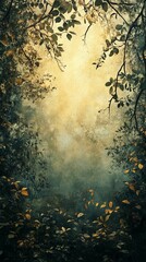 Enchanting Forest Opening with Sunlight Streaming Through Canopy