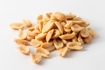 Raw Shelled Peanuts Pile on White Background Food Photography
