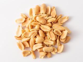 Freshly Roasted and Salted Peanuts on White Background Surface