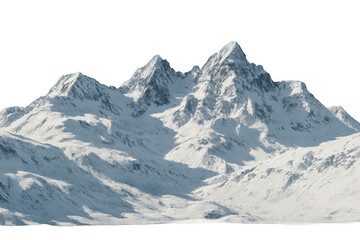 Obraz premium Majestic snow-capped mountains rise against a transparent background, creating a breathtaking winter landscape