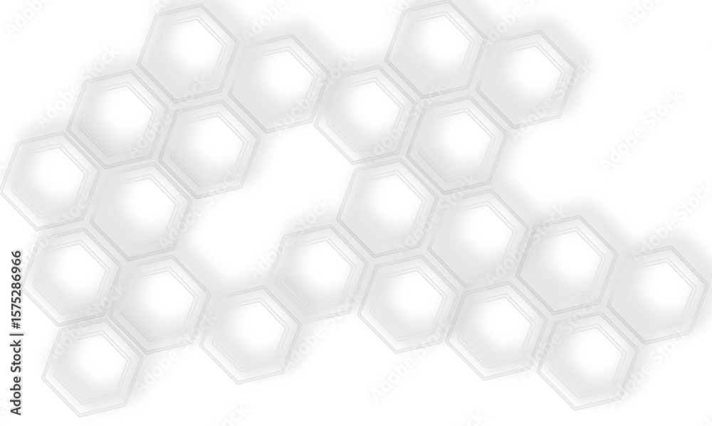 Aufkleber White background showcasing  layered hexagonal pattern  with soft shadows and clean lines design element.