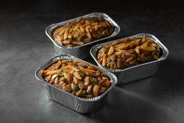 Deliciously Prepared Healthy Vegetable and Rice Dish in Containers
