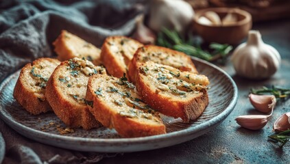 Slices of toasted garlic bread