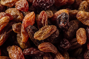 Assorted Dried Raisins Close Up with Rich Textures and Colors