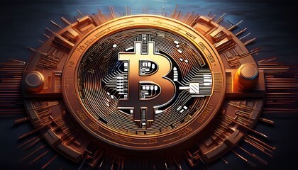 Naklejka premium Cryptocurrency symbols on dark metallic surface, digital finance__ 