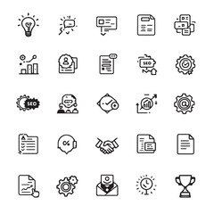 Collection of business and marketing icons in a clean line style set of icon