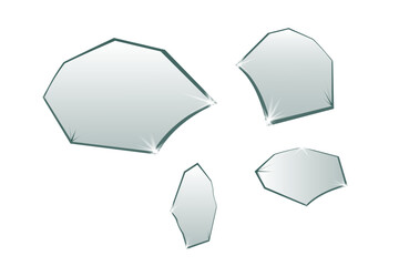 Realistic broken glass pieces with sharp edges on transparent background, vector png design, realistic shatter effect, cracked glass fragments, broken pane, isolated sharp shards