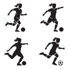 Female Soccer Player Icon Graphic Silhouette Vector Design