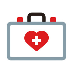 Fototapeta premium First Aid Kit with a Heart Symbol on White Background