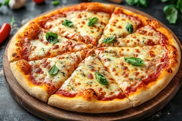 Mouthwatering Pizza Delight: A close-up shot captures a freshly baked pizza, the golden crust and bubbly cheese, a visual symphony of flavors.
