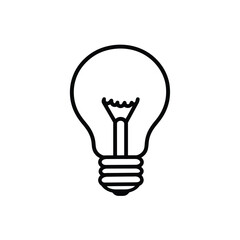 Light Bulb Icon with Transparent Background, Black Line Art