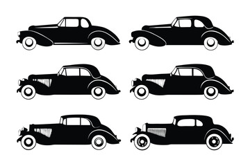 Classic Cars Silhouette Collection: A stunning series of vintage car silhouettes, each one a testament to the elegance of automotive design. A perfect collection for enthusiasts of the retro era.