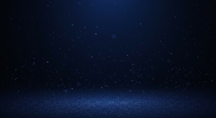 Obraz premium Abstract Dark Blue Glittering Particles Background