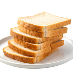 Sliced White Bread on a Plate isolated on transparent baackground