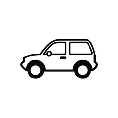 Outline drawing of small car with transparent background icon style design