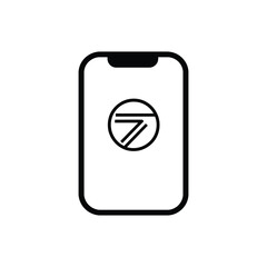 Phone Shaped Logo with Line Icon in Circle Isolated on White Background