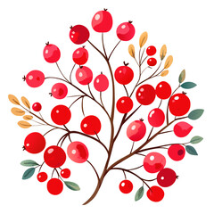 Vibrant red berries and autumn leaves elegantly arranged on branches