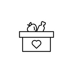 food box icon isolated sign symbol vector, flat black linear illustration for web and app..eps