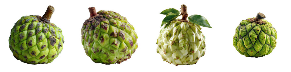 Fototapeta premium Fresh Custard Apples on White Background Showcasing Vibrant Natural Colors and Texture