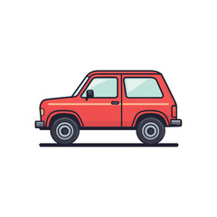 Red SUV car with outline and transparent background design
