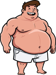 Cartoon Character with Muscular Build and Happy Expression, Ideal for Illustrations and Comic Art