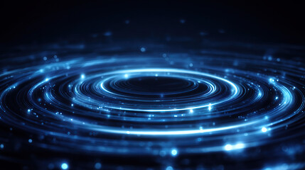 Mesmerizing blue circular light ripples, perfect for abstract and futuristic photography