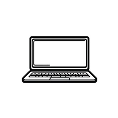 Fototapeta premium Simple Black and White Laptop Illustration with Screen and Keyboard Design Element
