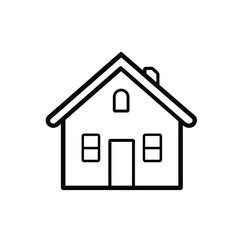 Fototapeta premium Simple Black and White Outline of a House with Windows and Chimney