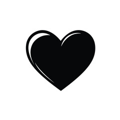 Simple Black Heart with White Outline on a Clean White Background