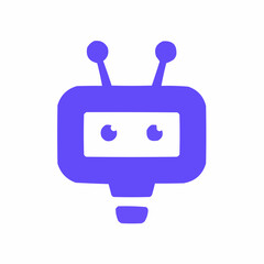 blue robot with blank sign