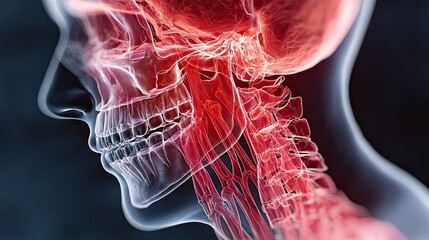 Toothache jaw pain with highlighted dental structure, medical health issue illustration for education, research, and design ads
