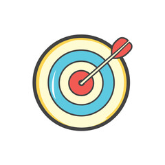 Target with Arrow Isolated on Transparent Background, Outline Design, Accuracy Icon