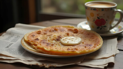 Balanced Desi Breakfast with Tea and Curd