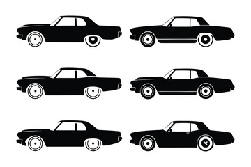 Classic Car Silhouette: A striking collection of vintage car silhouettes, each embodying classic design. These iconic vehicles evoke a sense of timeless elegance and automotive history.