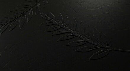 Leafy Branch Relief on Dark Textured Background