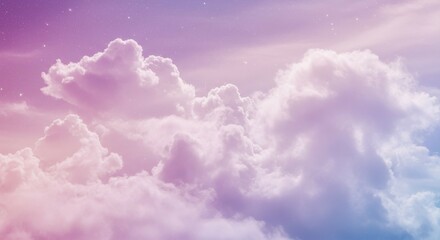 Dreamy Clouds and Starry Sky Background in Pastel Colors