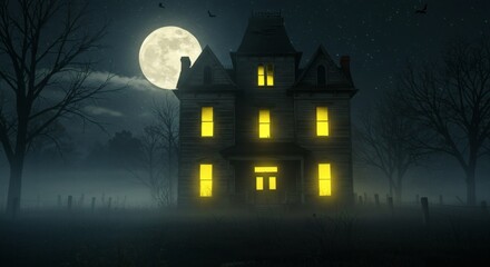 halloween night scene with castle