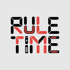 Rule time graphic design concept with digital display style for modern poster and banner design ideas