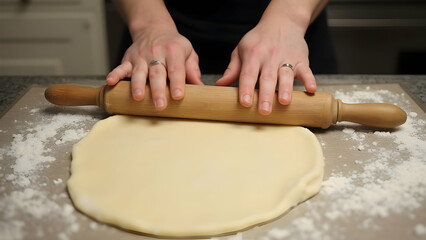 rolling pin and dough